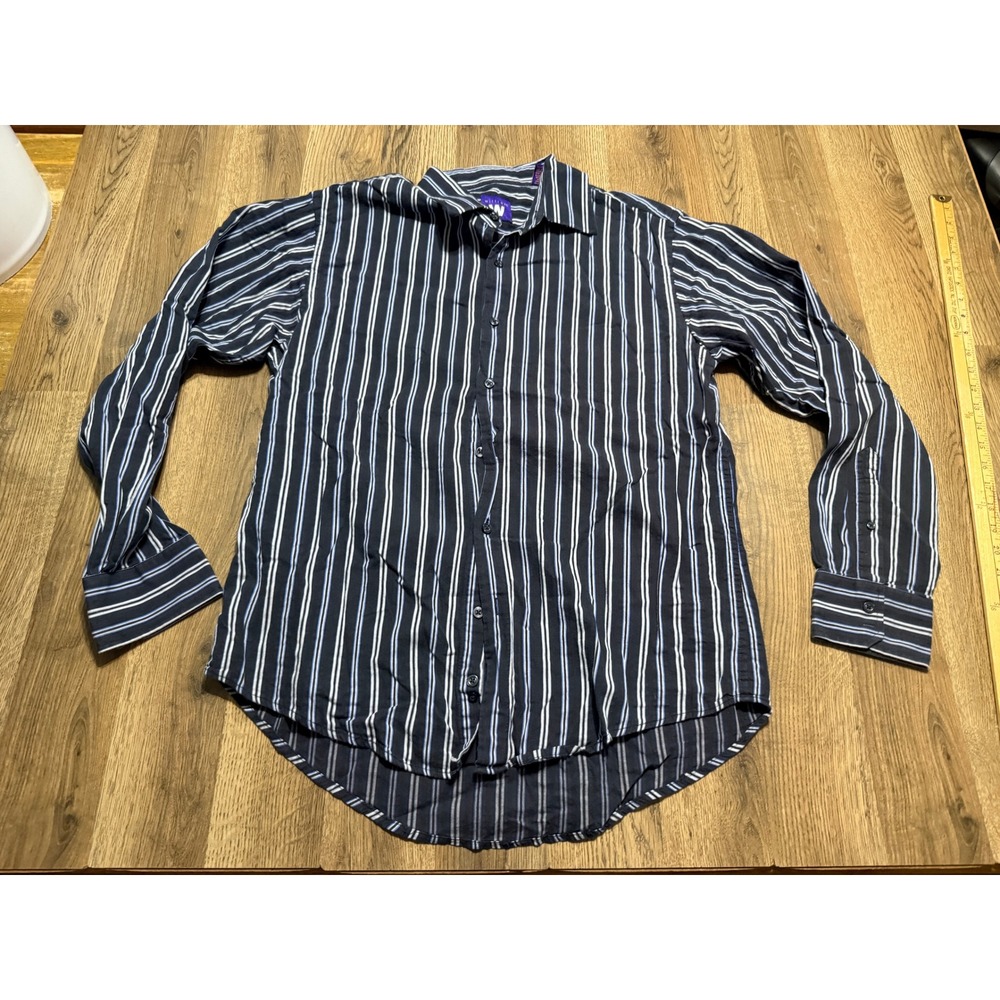 William Rast Shirt Mens Size XL Black Striped Button Down Long Sleeve Cotton
